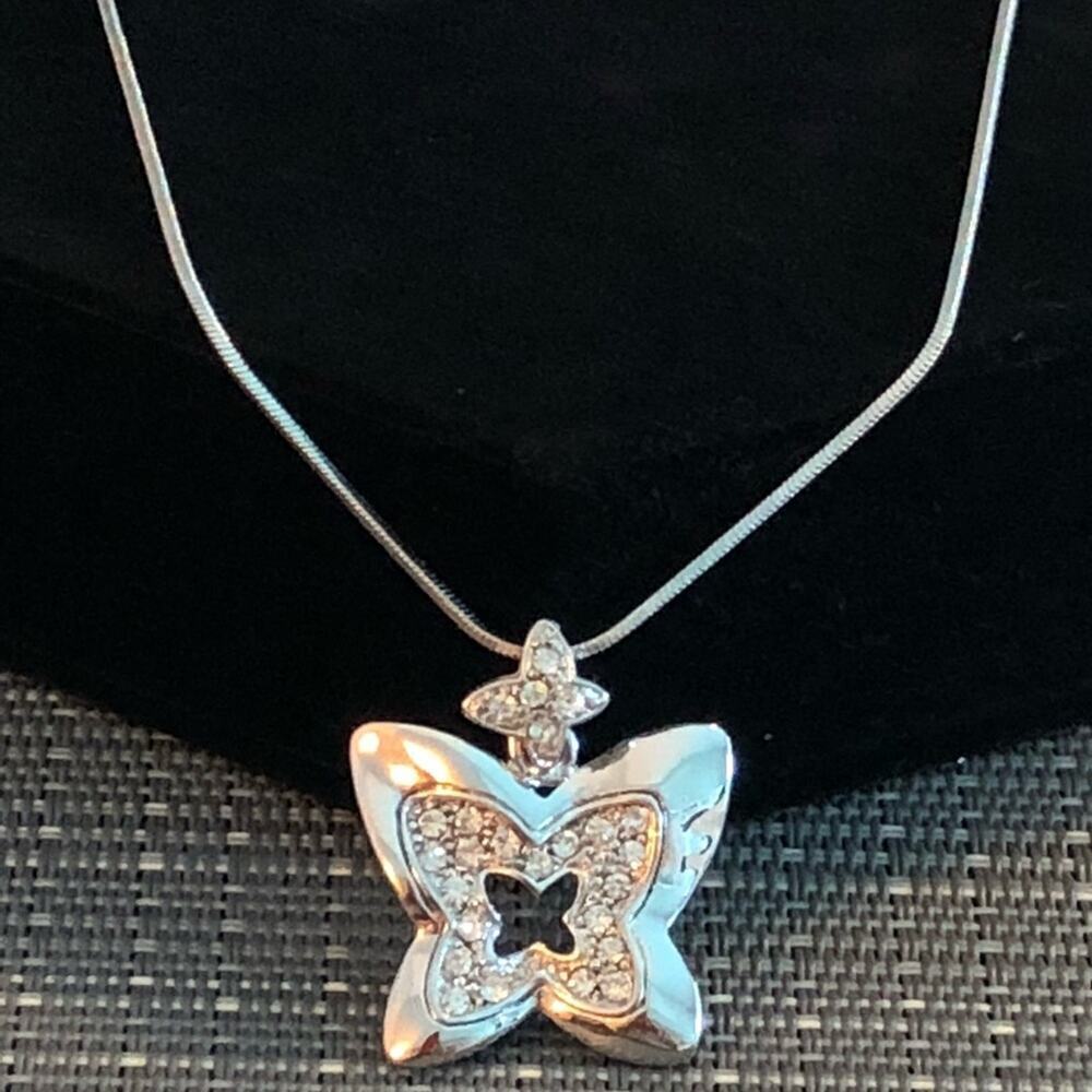 Silver Outline Butterly Charm Necklace